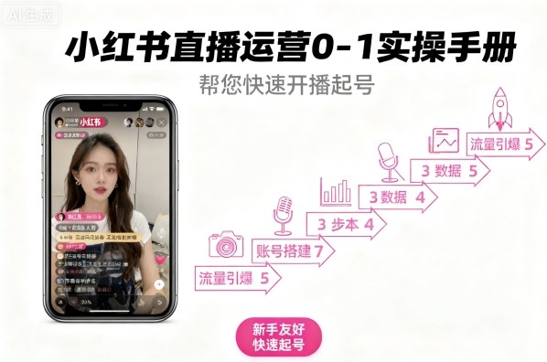 小红书直播运营0-1实操手册，帮您快速开播起号-财阁