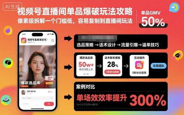 视频号直播间单品爆破玩法攻略，像素级拆解一个门槛低，容易复制到直播间玩法-财阁