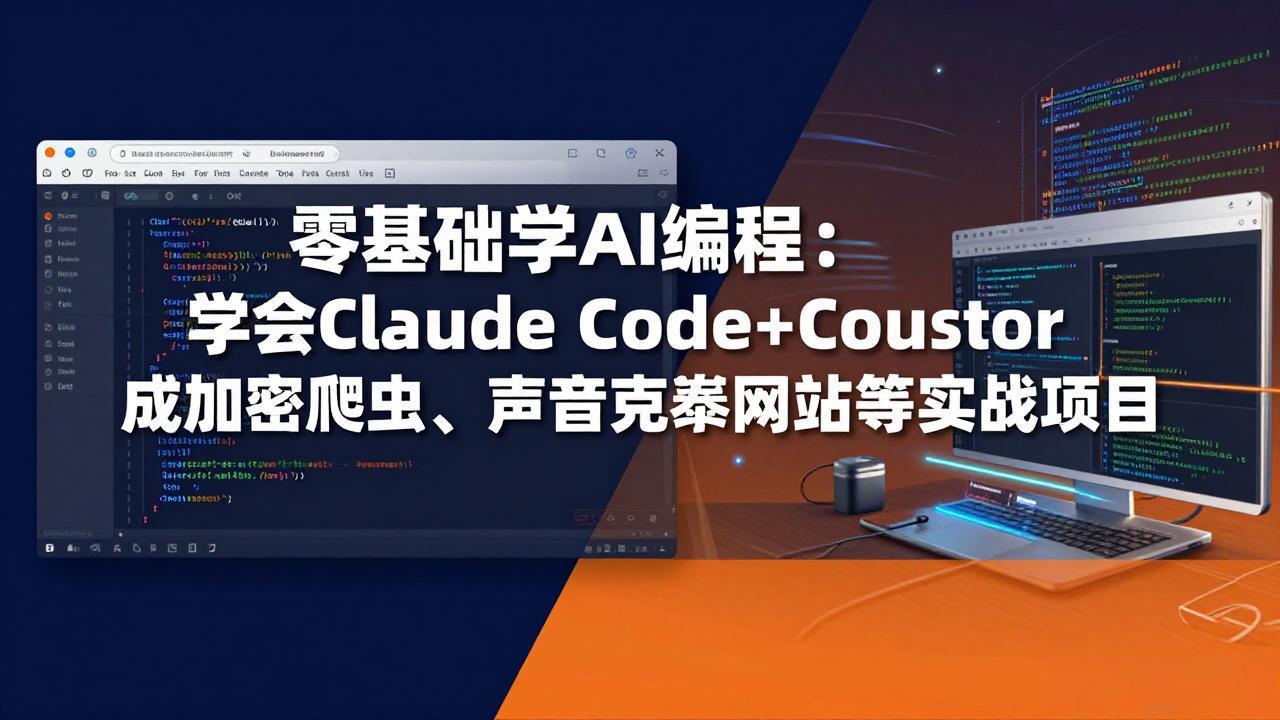 零基础学AI编程:学会Claude Code+Cursor完成加密爬虫、声音克隆网站等实战项目-财阁