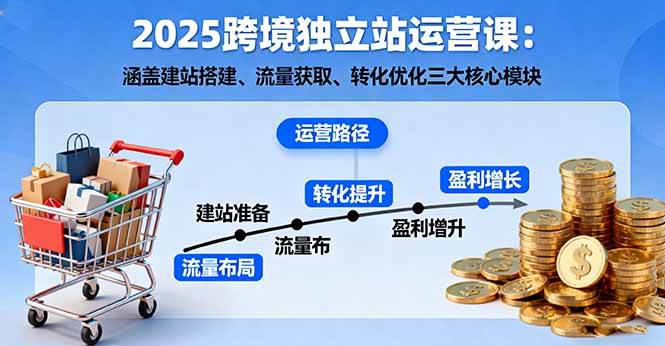 （16211期）2025跨境独立站运营课：涵盖建站搭建、流量获取、转化优化三大核心模块-财阁