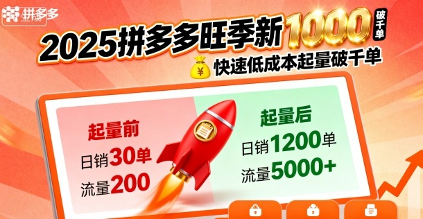 2025拼多多旺季新老店铺——快速低成本起量破千单-财阁