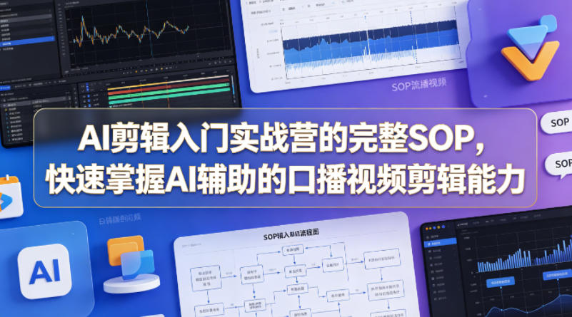AI剪辑入门实战营的完整SOP，快速掌握AI辅助的口播视频剪辑能力-财阁