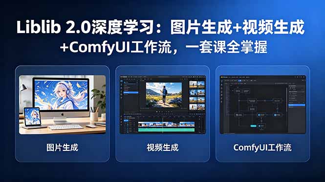 Liblib 2.0深度学习：图片生成+视频生成+ComfyUI工作流，一套课全掌握-财阁