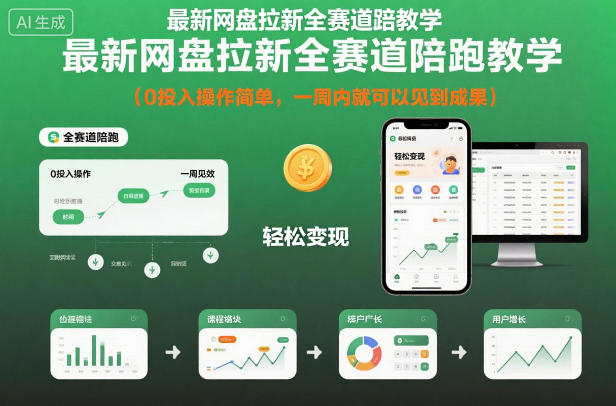 最新网盘拉新全赛道陪跑教学，0投入操作简单，一周内就可以见到成果-财阁
