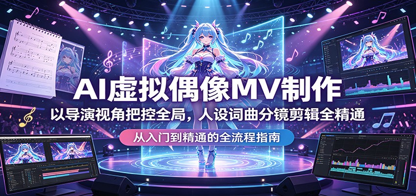 AI虚拟偶像MV制作：以导演视角把控全局，人设词曲分镜剪辑全精通-财阁
