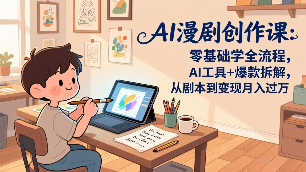 AI漫剧创作课：零基础学全流程，AI工具+爆款拆解，从剧本到变现月入过万-财阁