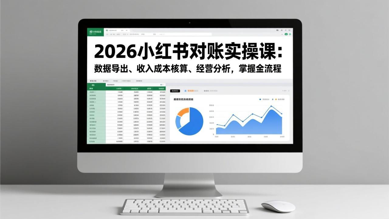 2026小红书对账实操课：数据导出、收入成本核算、经营分析，掌握全流程-财阁