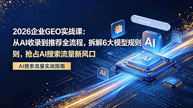 2026 企业GEO实战课：从AI收录到推荐全流程，拆解6大模型规则，抢占 AI 搜索流量新风口-财阁