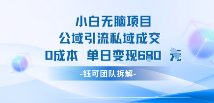 小白无脑项目公域引流私域成交0成本单日变现680米-财阁