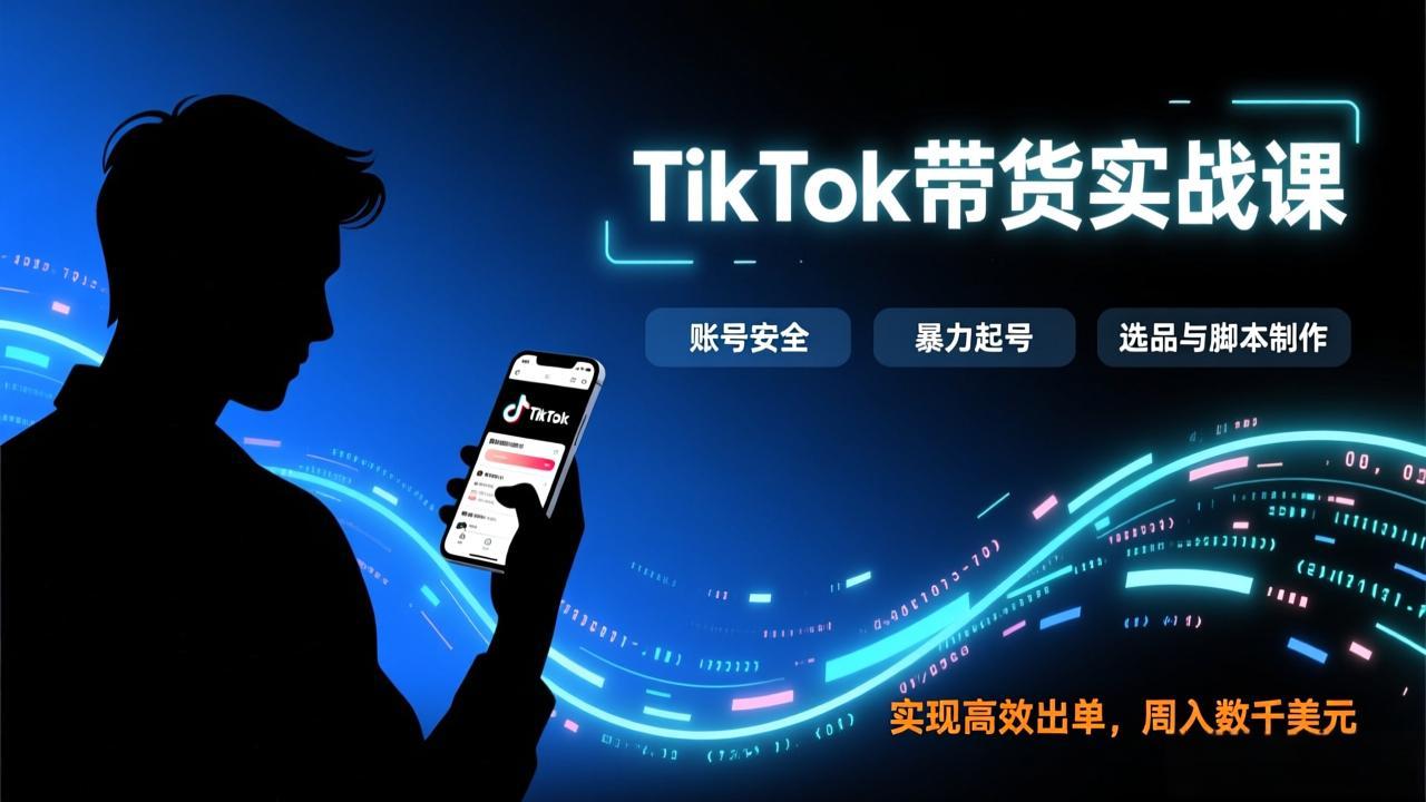 TikTok带货实战课，涵盖账号安全、暴力起号、选品与脚本制作，实现高效出单，周入数千美元-财阁