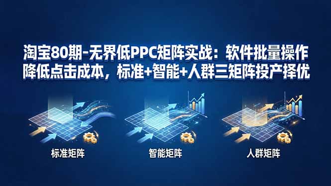 淘宝80期-无界低PPC矩阵实战：软件批量操作降低点击成本，标准+智能+人群三矩阵投产择优-财阁