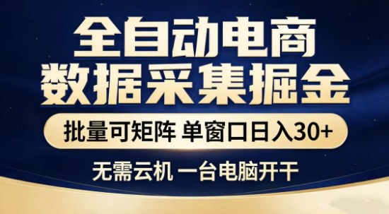 独家电商数据全自动采集项目，批量可矩阵，单窗口轻松日入3张+【揭秘】-财阁