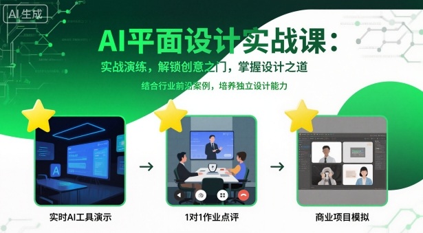 AI平面设计实战课，实战演练，解锁创意之门，掌握设计之道-财阁