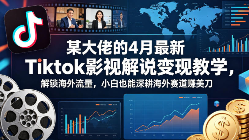 某大佬的4月最新Tiktok影视解说变现教学，解锁海外流量，小白也能深耕海外赛道賺美刀-财阁