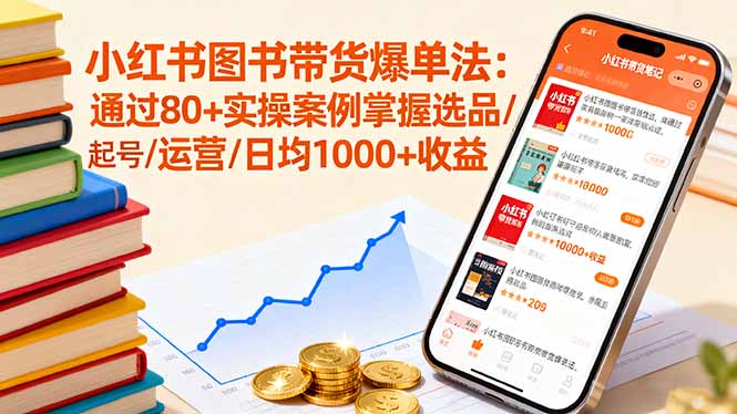 小红书图书带货爆单法：通过80+实操案例掌握选品/起号/运营/日均1000+收益-财阁