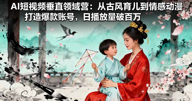 AI短视频垂直领域营：从古风育儿到情感动漫，打造爆款账号,日播放量破百万-财阁