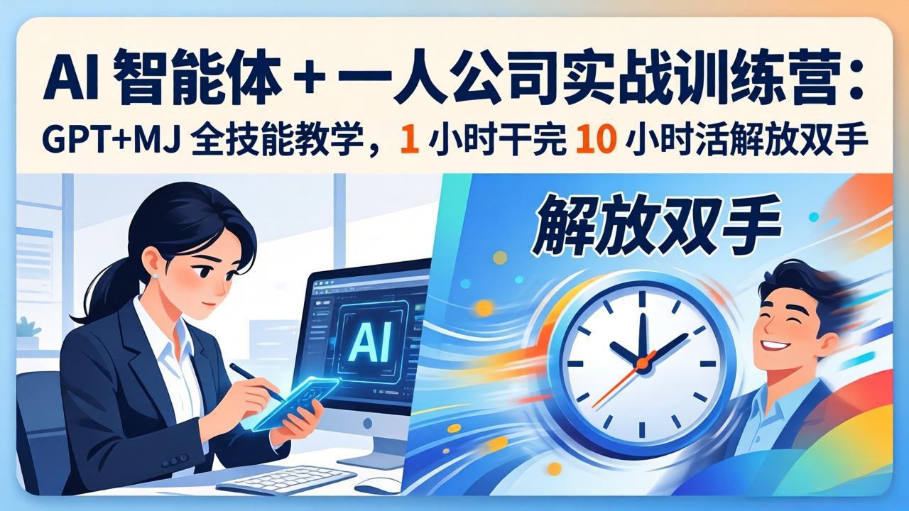 AI 智能体 + 一人公司实战训练营：GPT+MJ 全技能教学，1 小时干完 10 小时活解放双手-财阁