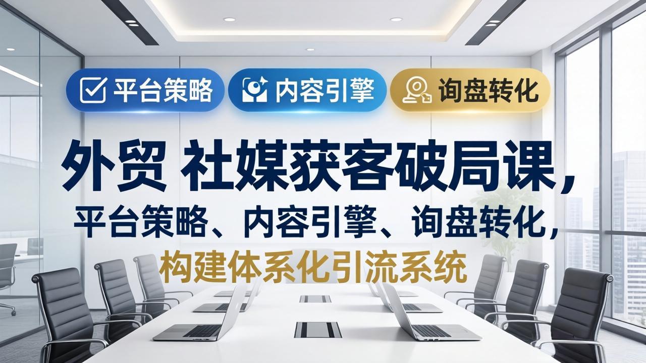 外贸 社媒获客破局课，平台策略、内容引擎、询盘转化，构建体系化引流系统(更新26年3月-财阁