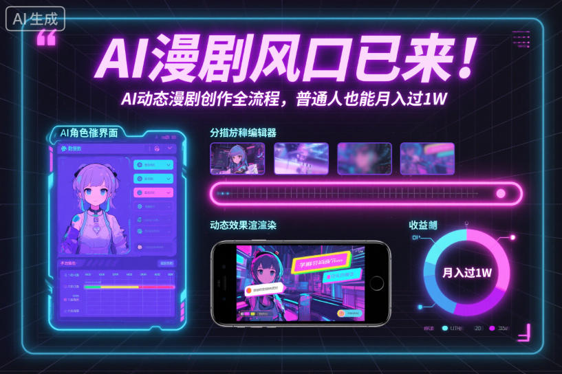 AI漫剧风口已来！AI动态漫剧创作全流程，普通人也能月入过1W-财阁