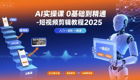 AI实操课0基础到精通-短视频剪辑教程2025-财阁