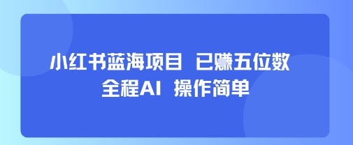 小红书蓝海项目，全程AI，操作简单，已挣五位数-财阁