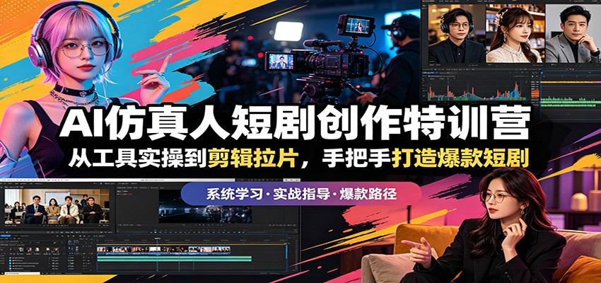 AI仿真人短剧创作特训营：从工具实操到剪辑拉片，手把手打造爆款短剧-财阁