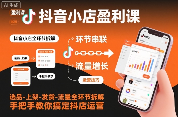 抖音小店盈利课-选品-上架-发货-流量全环节拆解，手把手教你搞定抖店运营-财阁