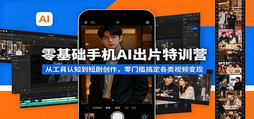 零基础手机AI出片特训营：从工具认知到短剧创作，零门槛搞定各类视频变现-财阁