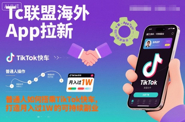 Tc联盟海外App拉新：普通人如何搭乘TikTok快车，打造月入过1W的可持续副业-财阁