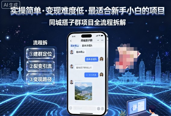 实操简单，变现难度低，最适合新手小白做的项目，每天轻松收入3张，同城搭子群项目全流程拆解-财阁