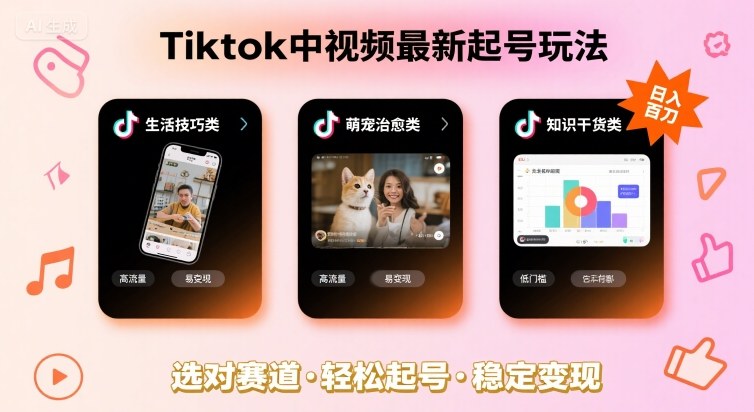 Tiktok中视频最新起号玩法，想要日入百刀，做好这几个赛道就可以了-财阁