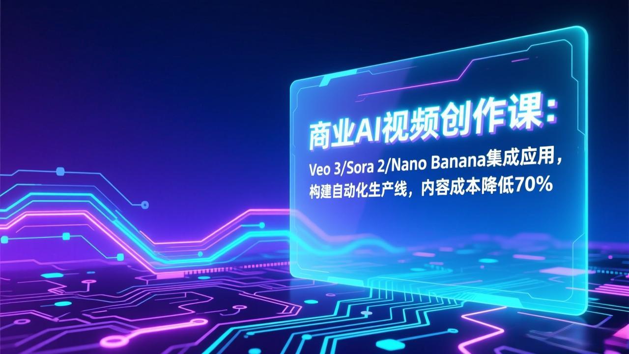 商业AI视频创作课：Veo 3/Sora 2/Nano Banana集成应用，构建自动化生产线，内容成本降低70%-财阁