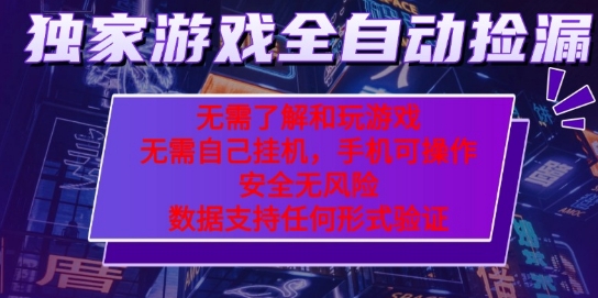 游戏全自动捡漏项目，最新独家玩法，每天操作几十分钟，无任何难度，当天见收益【揭秘】-财阁