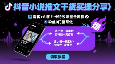 抖音小说推文干货实操分享，混剪+AI图片卡特效爆量全流程，0粉丝0门槛可做-财阁