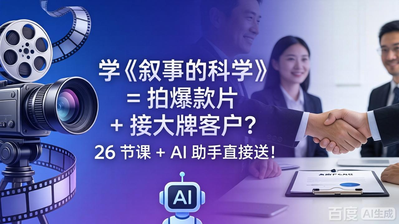 学《叙事的科学》= 拍爆款片 + 接大牌客户？26 节课 + AI 助手直接送！-财阁