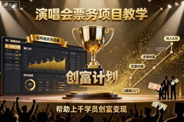 演唱会票务项目教学，业内培训天花板，帮助上千学员创富变现-财阁