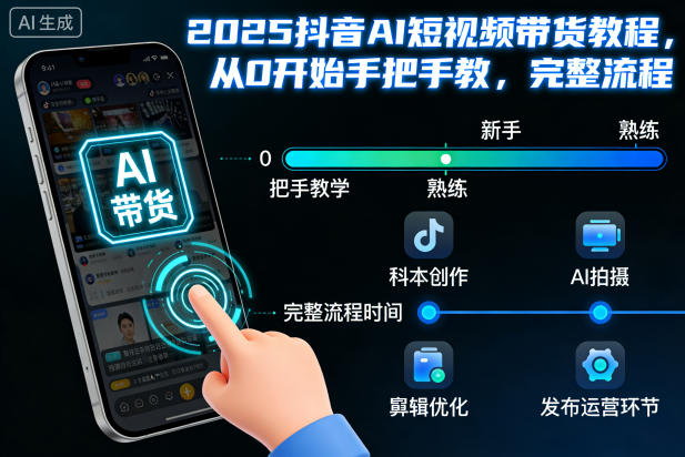 2025抖音AI短视频带货教程，从0开始手把手教，完整流程-财阁