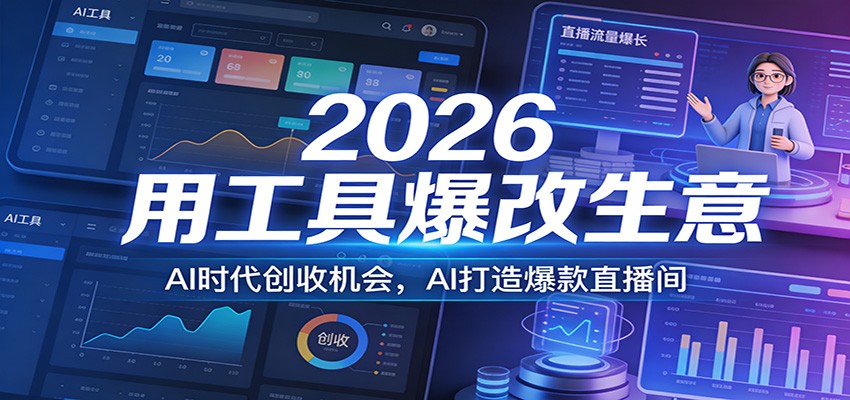 2026用工具爆改生意，AI时代创收机会，AI打造爆款直播间-财阁