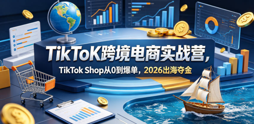 TikToK跨境电商实战营，TikTok Shop从0到爆单，2026出海夺金-财阁