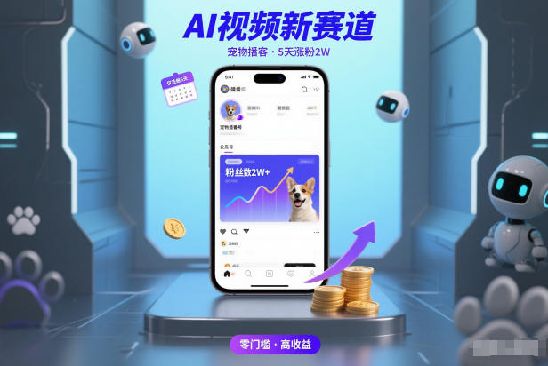 AI视频新赛道，宠物播客仅注册5天涨粉2W，收益非常可观-财阁