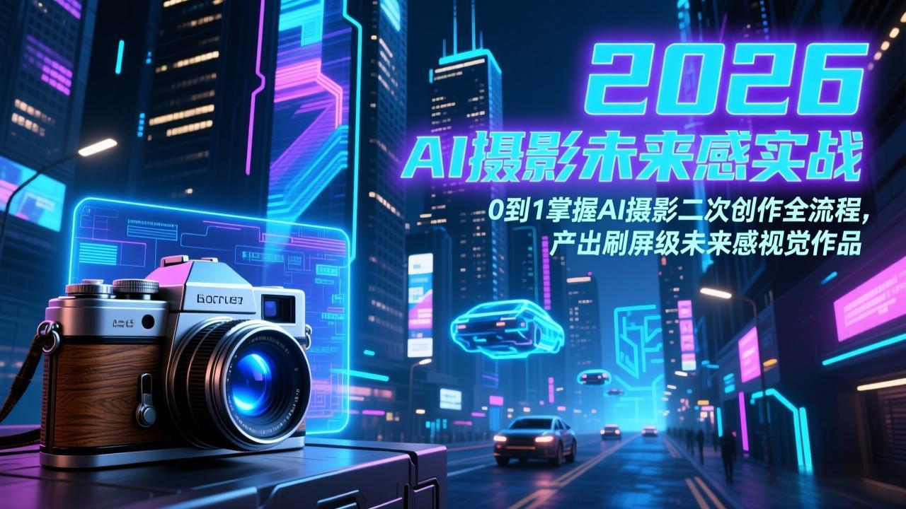2026 AI摄影未来感实战：0到1掌握AI摄影二次创作全流程，产出刷屏级未来感视觉作品-财阁