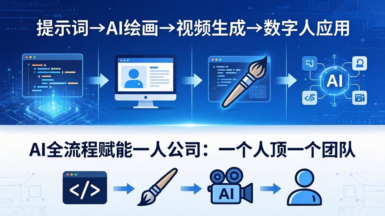 AI全流程赋能一人公司：提示词、绘画、视频、数字人、编程，一个人顶一个团队-财阁