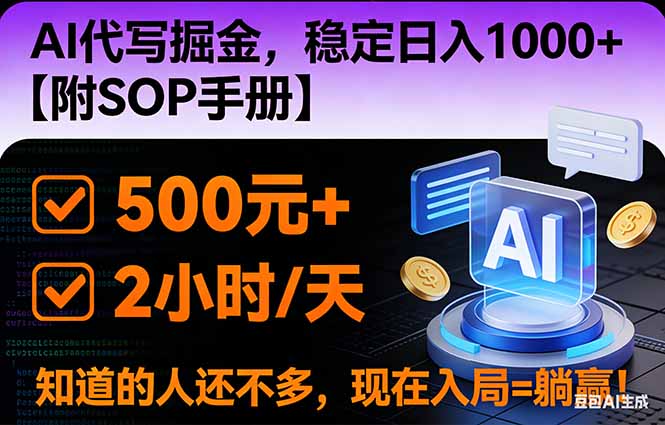 2026风口项目,AI代写掘金，稳定日入1000+，掌握核心技能【附SOP手册】-财阁