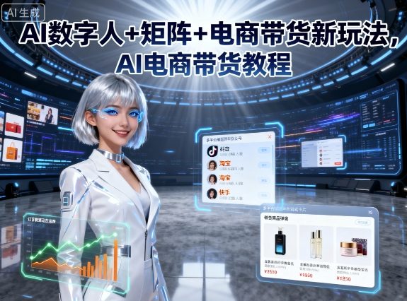 AI数字人+矩阵+电商带货新玩法，AI电商带货教程-财阁