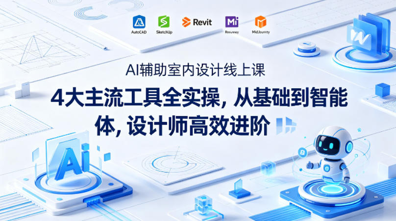 AI辅助室内设计线上课｜4大主流工具全实操，从基础到智能体，设计师高效进阶-财阁