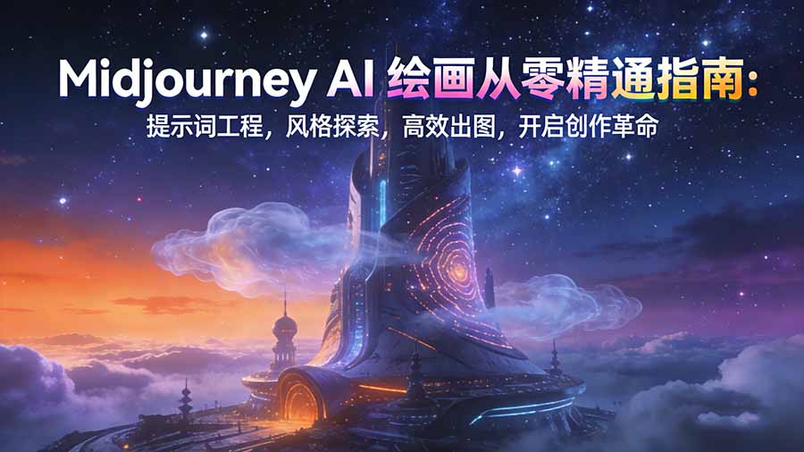 Midjourney AI绘画从零精通指南:提示词工程,风格探索,高效出图,开启创作革命-财阁