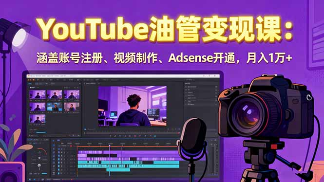 2025YouTube油管变现课：涵盖账号注册、视频制作、Adsense开通，月入1万+-财阁