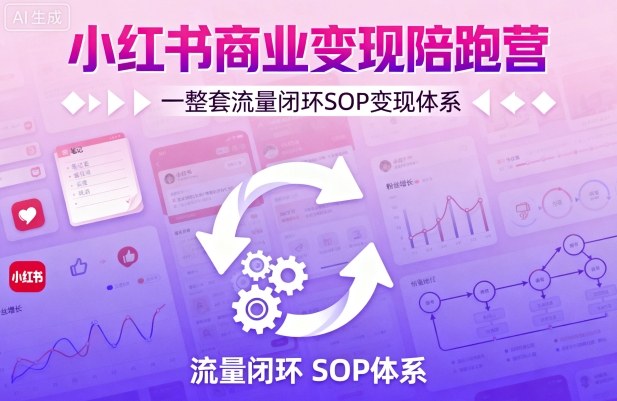 小红书商业变现陪跑营，轻IP矩阵 私域获客 聚光投流，一整套流量闭环SOP变现体系-财阁