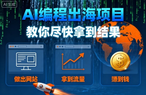 AI编程出海项目，教你尽快拿到结果-做出网站、拿到流量、賺到钱-财阁