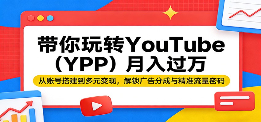 带你玩转YouTube(YPP)月入过万：从账号搭建到多元变现，解锁广告分成与精准流量密码-财阁